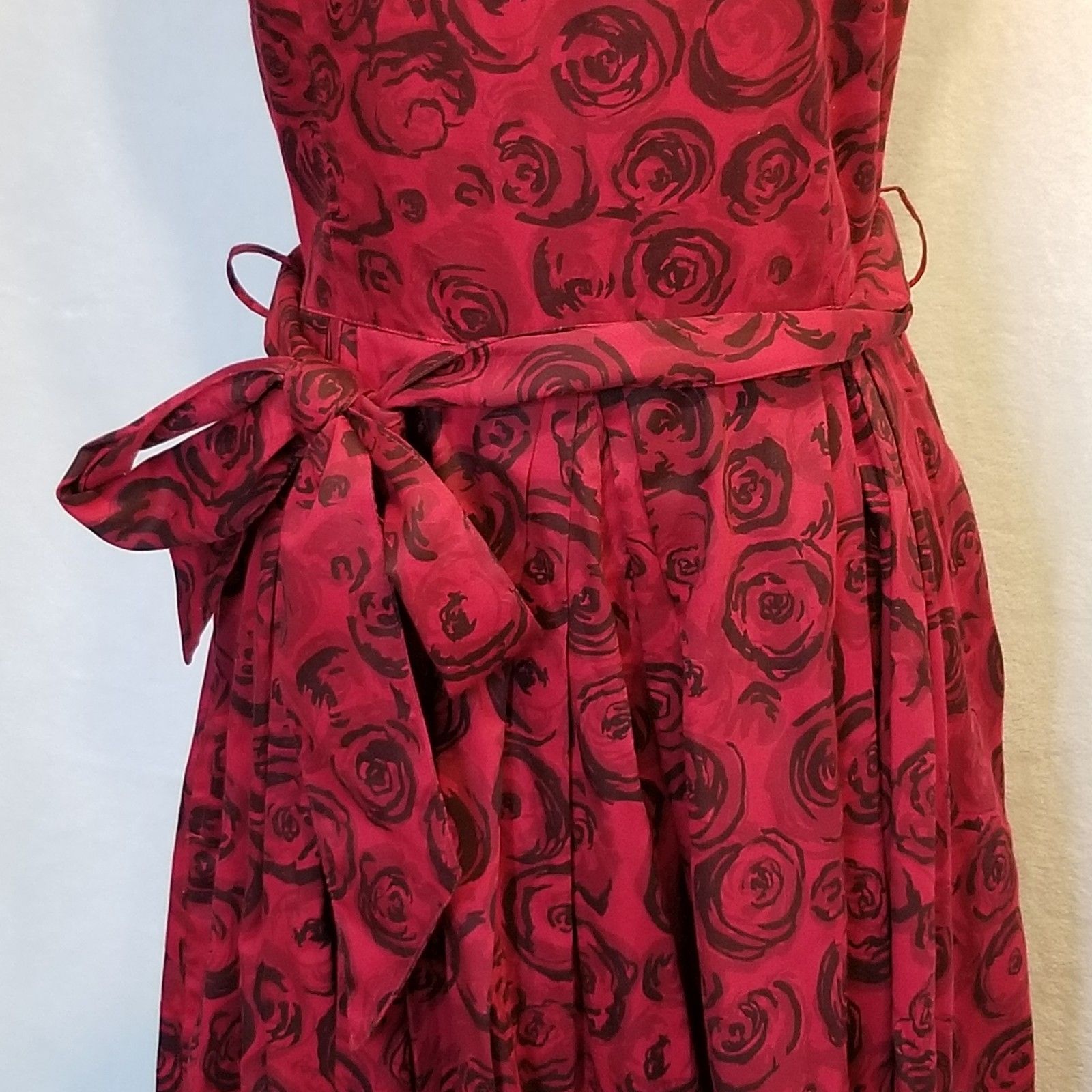 People Tree Med (Uk 14) Dress 100% Organic Cotton Roses Fit Flare Preppy Boho — image 2 of 8
